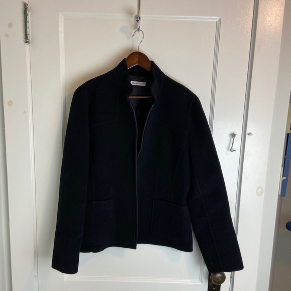 Black Wool Zippered Blazer - Picture 1 of 4